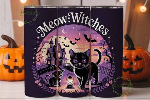 Meow Witches 20oz Tumbler Wrap Sublimation PixelChick 
