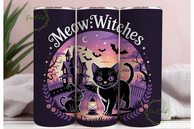 Meow Witches 20oz Tumbler Wrap Sublimation PixelChick 