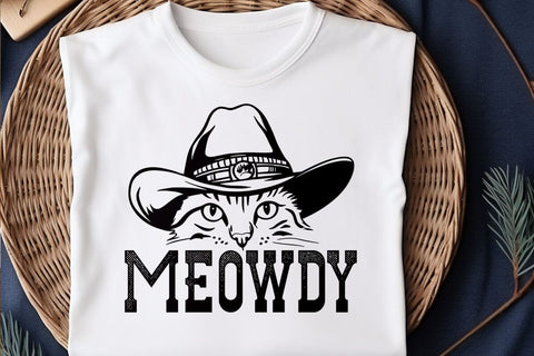 Meowdy - Funny Mashup Between Meow and Howdy - Cat Meme T-Shirt SVG DesignDestine 