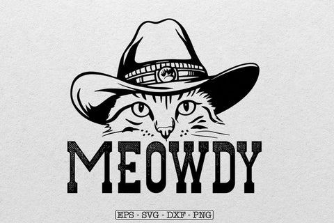 Meowdy - Funny Mashup Between Meow and Howdy - Cat Meme T-Shirt SVG DesignDestine 