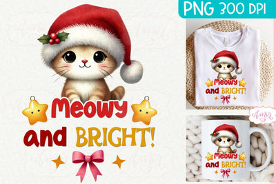 Meowy and bright PNG | Cute Christmas cat PNG Sublimation Amorclipart 