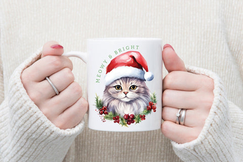 Meowy & Bright, Cute Christmas Cat Sublimation Sublimation CraftLabSVG 