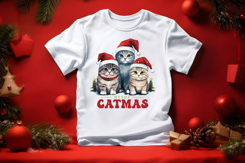 Meowy Catmas, Christmas PNG Sublimation Sublimation CraftLabSVG 