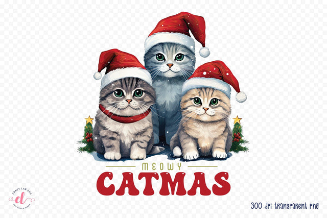 Meowy Catmas, Christmas PNG Sublimation Sublimation CraftLabSVG 