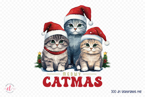 Meowy Catmas, Christmas PNG Sublimation Sublimation CraftLabSVG 