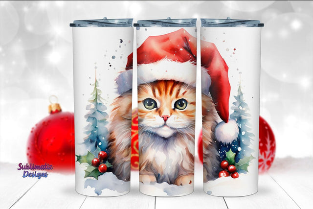 Meowy Christmas 20 oz Wrap Sublimation | 20 oz Skinny Tumbler Wrap Sublimation Christmas Design Sublimation Sublimatiz Designs 