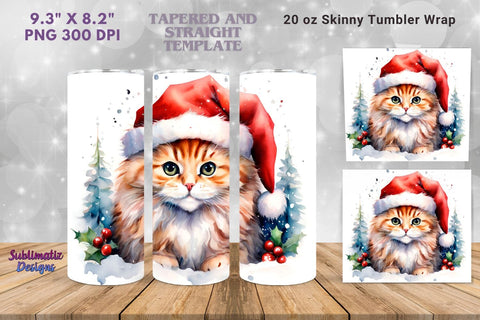 Meowy Christmas 20 oz Wrap Sublimation | 20 oz Skinny Tumbler Wrap Sublimation Christmas Design Sublimation Sublimatiz Designs 