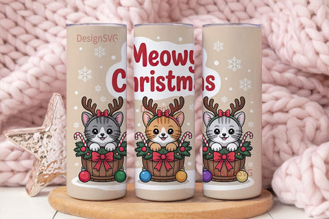 Meowy Christmas 20oz Tumbler Wrap Sublimation DesignSVG 