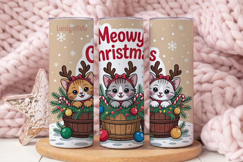 Meowy Christmas 20oz Tumbler Wrap Sublimation DesignSVG 