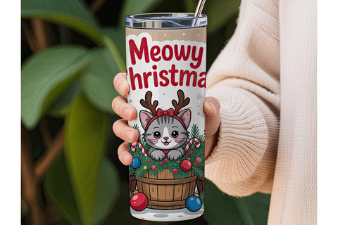 Meowy Christmas 20oz Tumbler Wrap Sublimation DesignSVG 