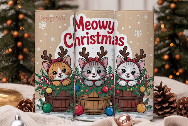 Meowy Christmas 20oz Tumbler Wrap Sublimation DesignSVG 