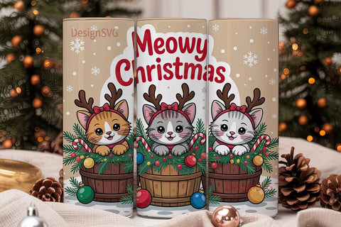 Meowy Christmas 20oz Tumbler Wrap Sublimation DesignSVG 