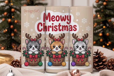Meowy Christmas 20oz Tumbler Wrap Sublimation DesignSVG 