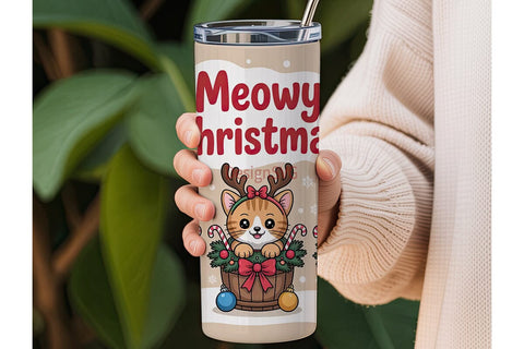Meowy Christmas 20oz Tumbler Wrap Sublimation DesignSVG 