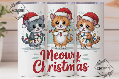 Meowy Christmas 20oz Tumbler Wrap Sublimation sassyprint 