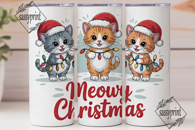 Meowy Christmas 20oz Tumbler Wrap Sublimation sassyprint 