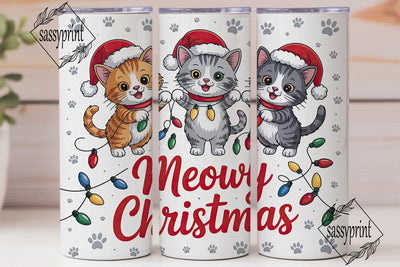 Meowy Christmas 20oz Tumbler Wrap Sublimation sassyprint 