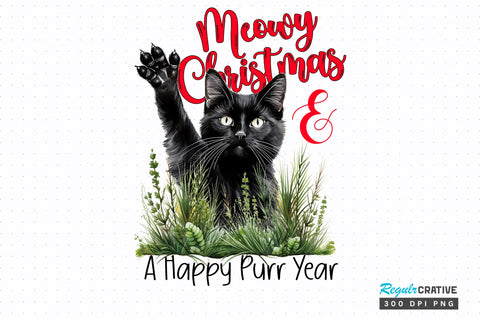 Meowy christmas and a happy purr year png design Sublimation Regulrcrative 