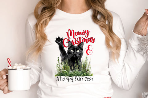 Meowy christmas and a happy purr year png design Sublimation Regulrcrative 