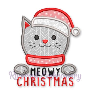 Meowy Christmas Applique Machine Embroidery Design Embroidery/Applique DESIGNS Rivermill Embroidery 
