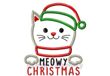 Meowy Christmas Applique Machine Embroidery Design Embroidery/Applique DESIGNS Rivermill Embroidery 
