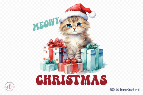 Meowy Christmas - Cute Cat Sublimation Sublimation CraftLabSVG 