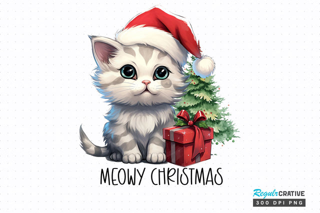 Meowy christmas png design Sublimation Regulrcrative 