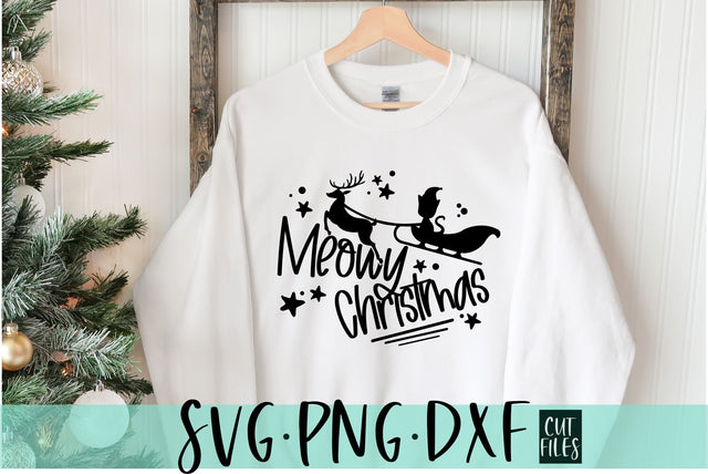 Meowy Christmas SVG, Cat Christmas, Santa Cat SVG, Cricut and Silhouette Cut Designs, Santa SVG, Christmas Sweater Design, Digital Download SVG RedFoxDesignsUS 