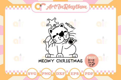 Meowy Christmas Svg, Christmas Svg, Merry Christmas Svg, Christmas Shirt Design, Cat Svg SVG Artinrhythm shop 