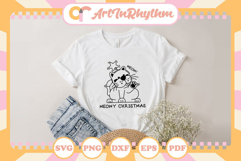 Meowy Christmas Svg, Christmas Svg, Merry Christmas Svg, Christmas Shirt Design, Cat Svg SVG Artinrhythm shop 