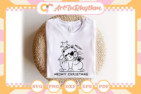 Meowy Christmas Svg, Christmas Svg, Merry Christmas Svg, Christmas Shirt Design, Cat Svg SVG Artinrhythm shop 