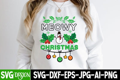 Meowy Christmas SVG Cut File, Meowy Christmas SVG Design, Meowy Christmas Sublimation Design, Christmas SVG Quotes, Merry Christmas SVG Design, Christnmas Sublimation PNG SVG BlackCatsMedia 