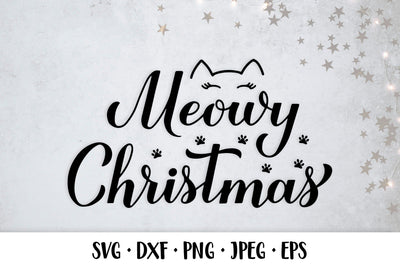 Meowy Christmas SVG. Funny Cat Christmas quote shirt design SVG LaBelezoka 