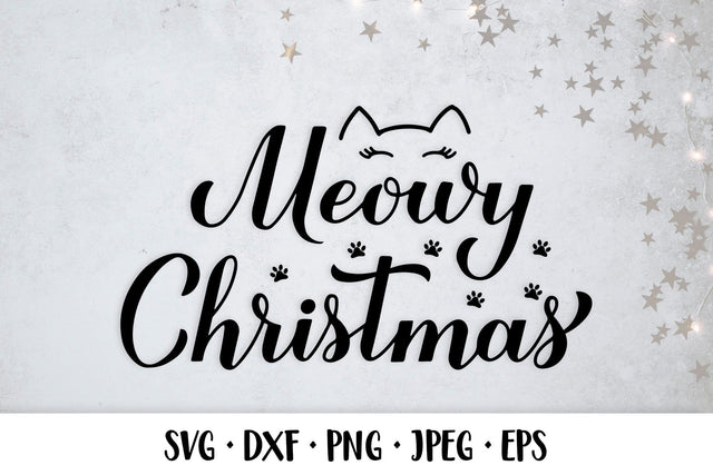 Meowy Christmas SVG. Funny Cat Christmas quote shirt design SVG LaBelezoka 