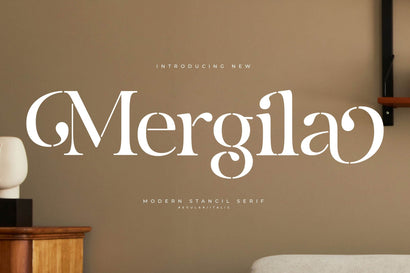Mergila - Modern Stancil Serif Font Letterena Studios 