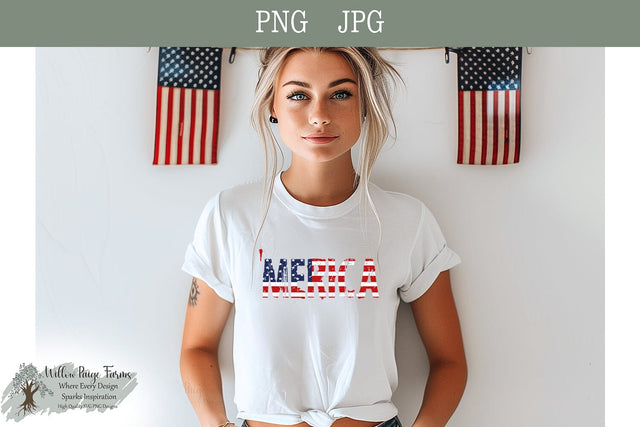 'MERICA Distressed Sublimation Design | PNG & JPG Patriotic Digital Download Sublimation Willow Paige Farms 