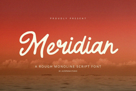 Meridian - Rough Script Font Alpaprana Studio 