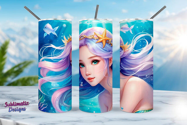 Mermaid 20 oz Skinny Tumbler Wrap | 20 oz Skinny Tumbler Wrap Sublimation Design Sublimation Sublimatiz Designs 