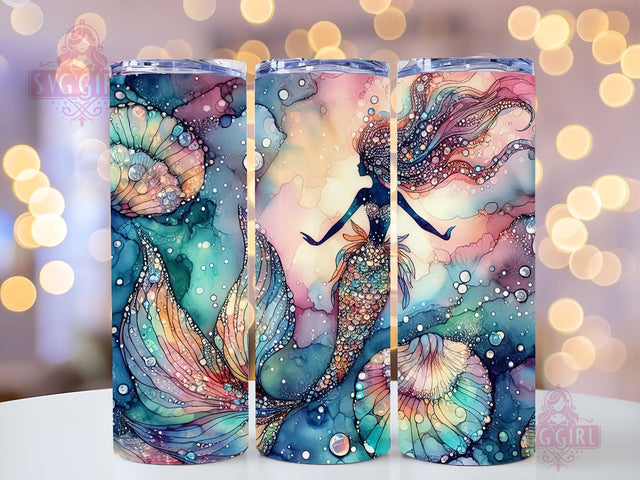 Mermaid 20oz Skinny Tumbler Mermaid Designs Template , Mermaid Tails Under Sea Scales tumbler design, Mermaid Sublimation Tumbler PNG Sublimation SvggirlplusArt 