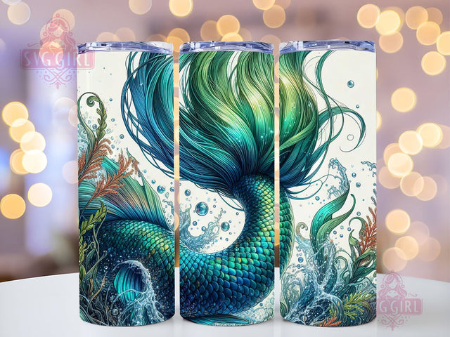 Mermaid 20oz Skinny Tumbler Mermaid Designs Template , Mermaid Tails Under Sea Scales tumbler design, Mermaid Sublimation Tumbler PNG Sublimation SvggirlplusArt 