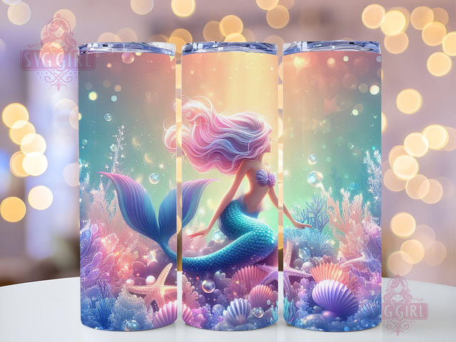 Mermaid 20oz Skinny Tumbler Mermaid Designs Template , Mermaid Tails Under Sea Scales tumbler design, Mermaid Sublimation Tumbler PNG Sublimation SvggirlplusArt 
