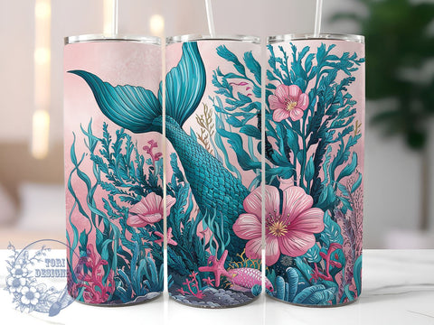 Mermaid 20oz Skinny Tumbler, Summer Tumbler Png, Straight & Tapered Tumbler Wrap, Instant Digital Download Sublimation ToriDesigns 