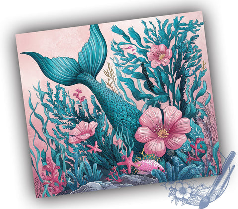 Mermaid 20oz Skinny Tumbler, Summer Tumbler Png, Straight & Tapered Tumbler Wrap, Instant Digital Download Sublimation ToriDesigns 