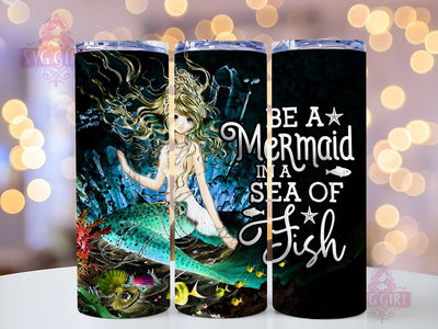 Mermaid 20oz Tumbler Wrap Sublimation Design, Straight Tapered Tumbler Wrap, Mermaid Ocean Life Tumbler Png, Instant Digital Download Sublimation SvggirlplusArt 