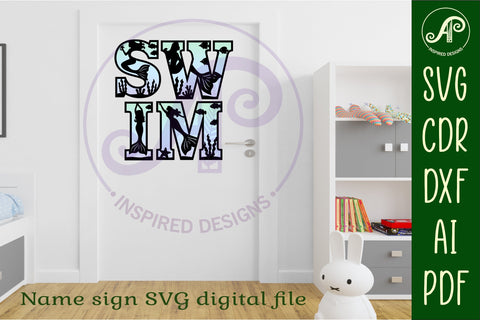 Mermaid alphabet set. 2 layer letters. 57 letter SVG APInspireddesigns 