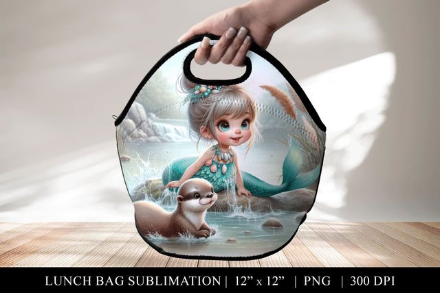 Mermaid and Otter Lunch Bag Sublimation Design Sublimation BijouBay 