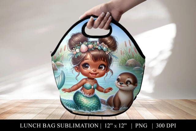 Mermaid and Otter Lunch Bag Sublimation Design Sublimation BijouBay 