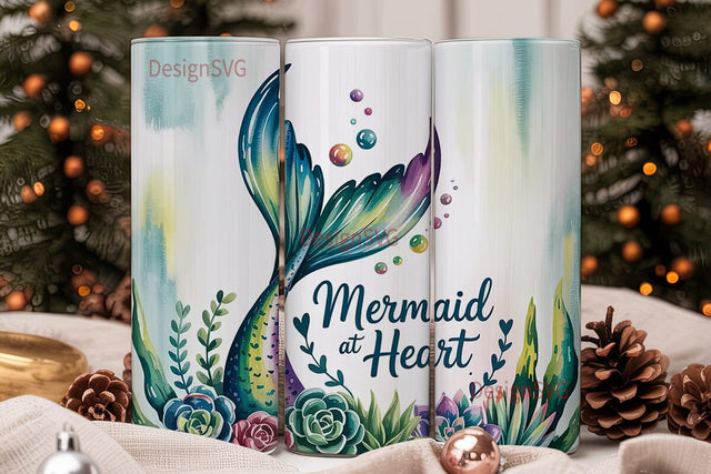 Mermaid at Heart 20oz Tumbler Wrap Sublimation DesignSVG 
