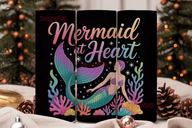 Mermaid At Heart 20oz Tumbler Wrap Sublimation DesignSVG 