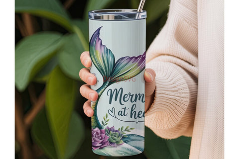 Mermaid at Heart 20oz Tumbler Wrap Sublimation DesignSVG 